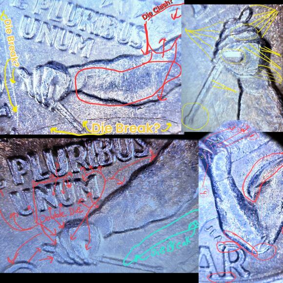 READ Bicentennial Quarter 1976D Double Die Double Ear Crack Die Clash Error Coin - Picture 6 of 12